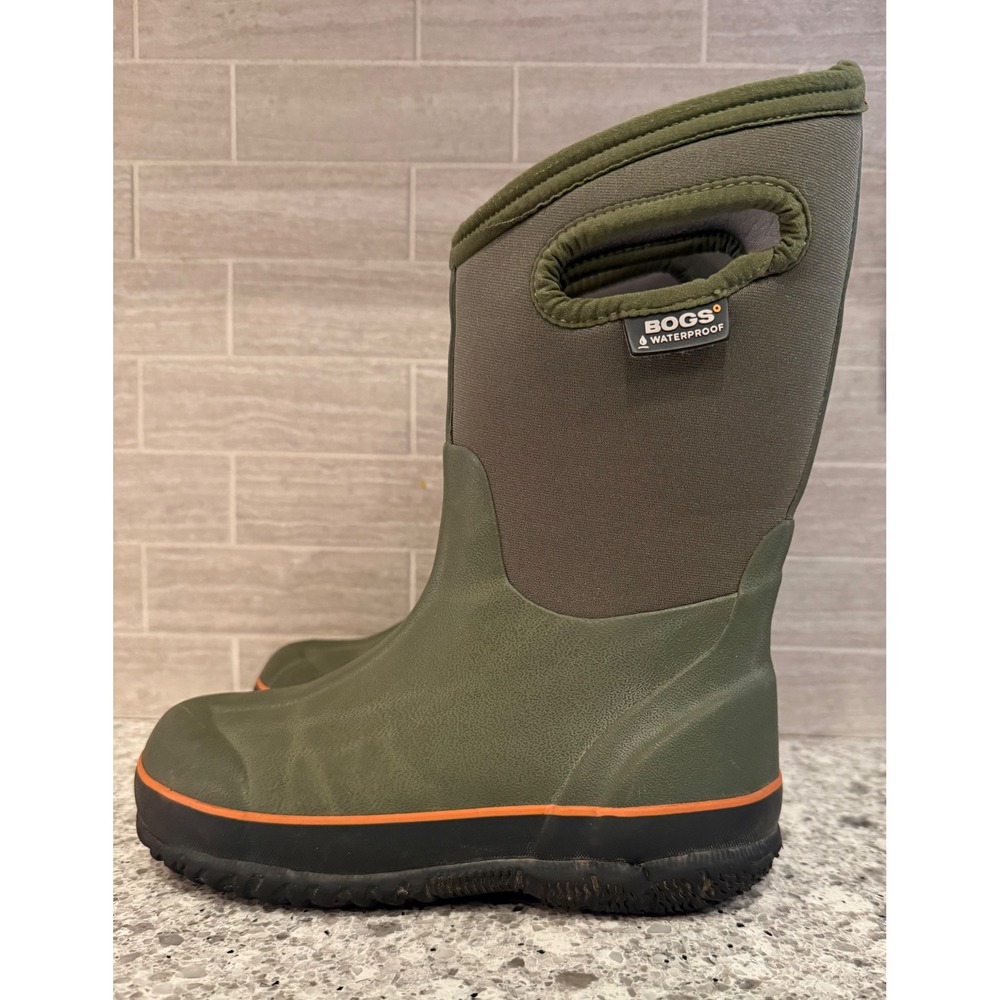 Bogs Kids Classic High Waterproof Insulated Rain Boots Moss Green Youth Size 1